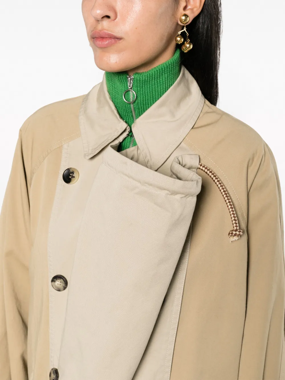 Shop Isabel Marant Two-tone Cotton Trench Coat In Neutrals