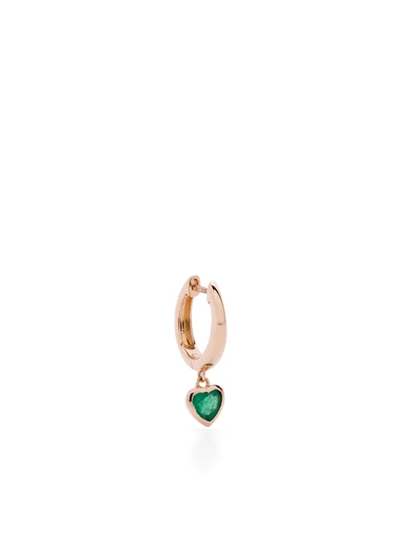 Shay 18K Rose Gold Heart Emerald Single Earring in Pink