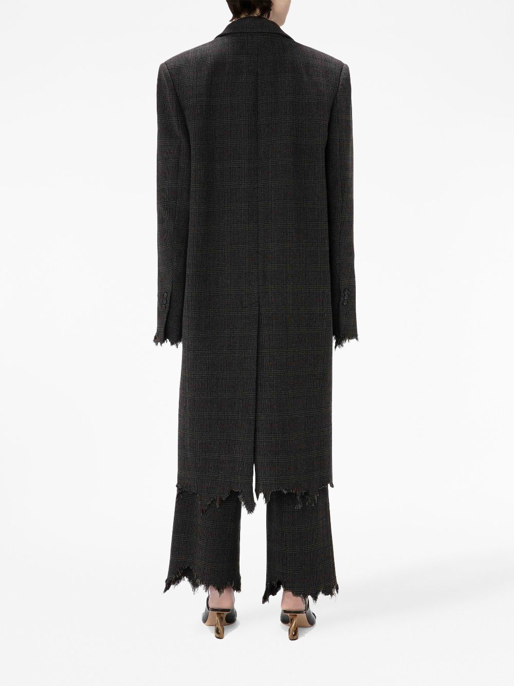 Cheap JW Anderson check-print distressed-effect coat Women