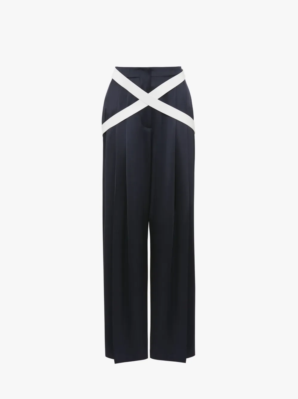 Jw Anderson Crossover-strap Wide-leg Trousers In Blue