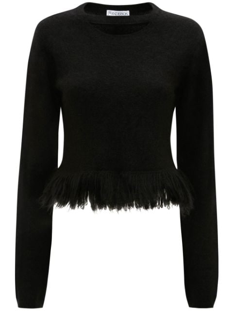 fringed-hem cropped jumper