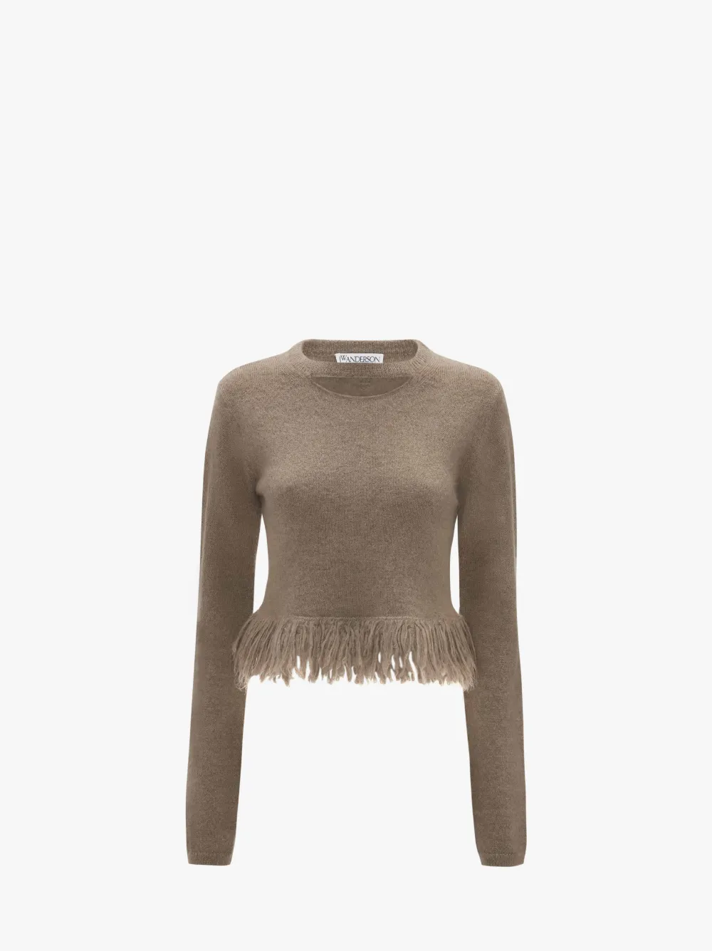 Jw Anderson Fringed-hem Cropped Jumper In Brown