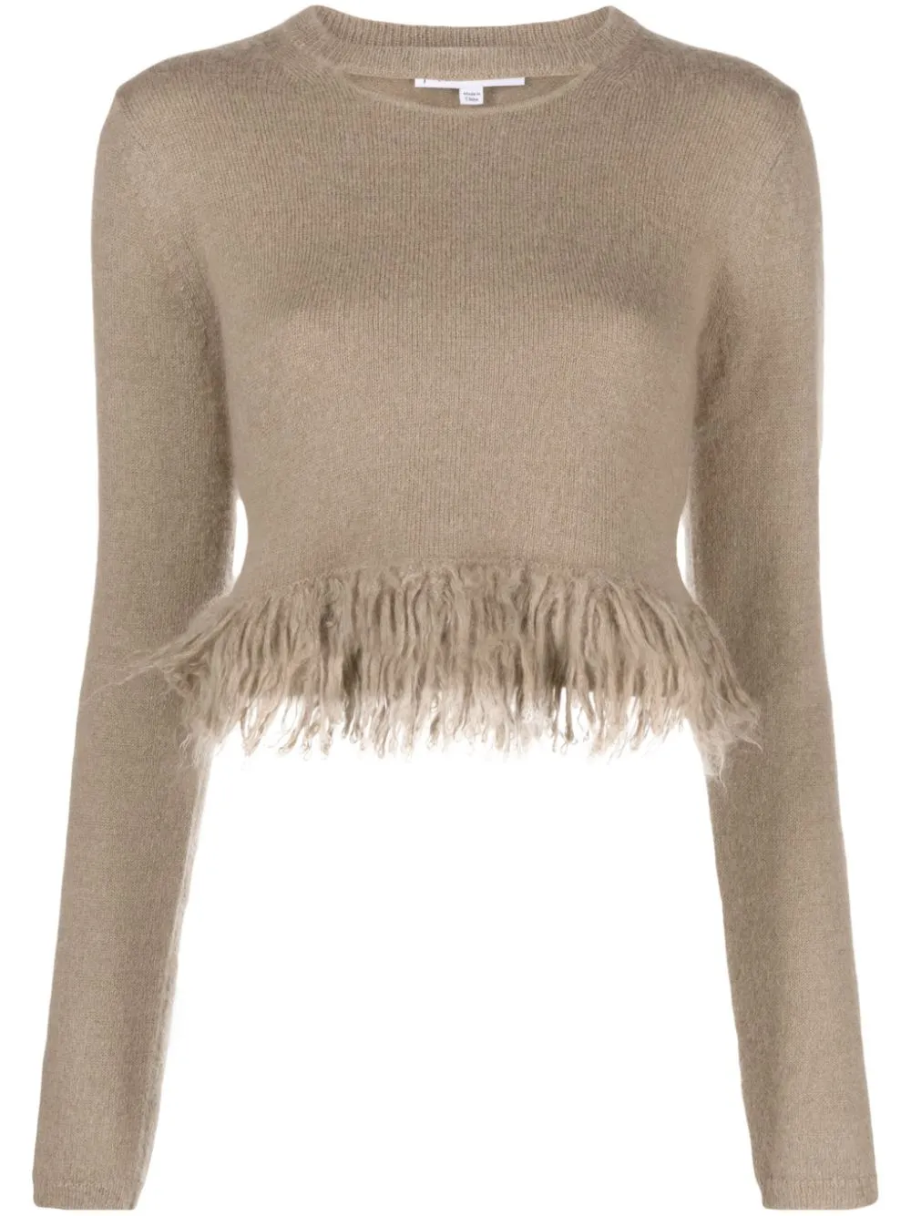 Jw Anderson Fringed-hem Cropped Jumper In Brown