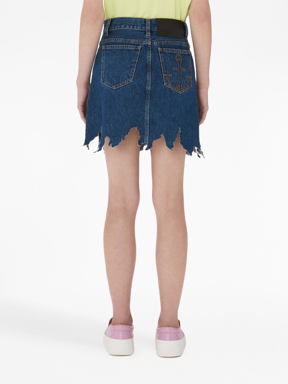 Affordable JW Anderson lasercut frayed-hem denim skirt Women