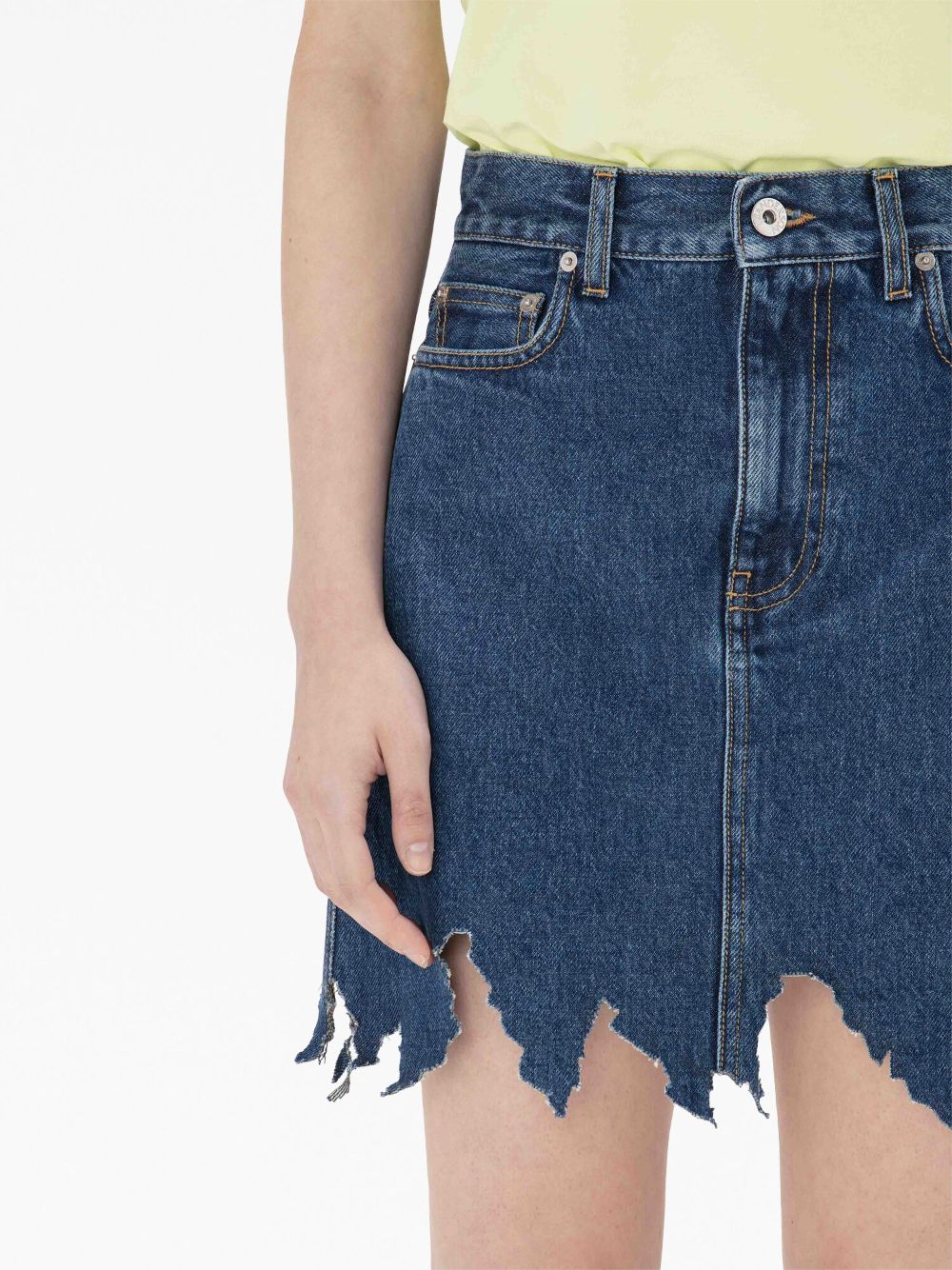 Affordable JW Anderson lasercut frayed-hem denim skirt Women