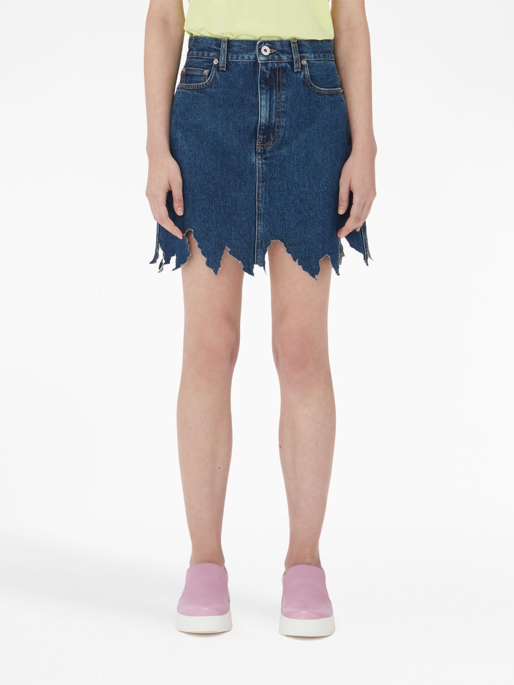 Affordable JW Anderson lasercut frayed-hem denim skirt Women