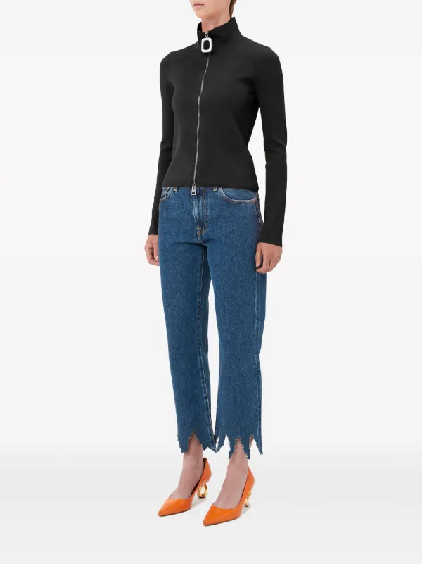 JW Anderson zip-up fine-knit Cardigan | Black | FARFETCH