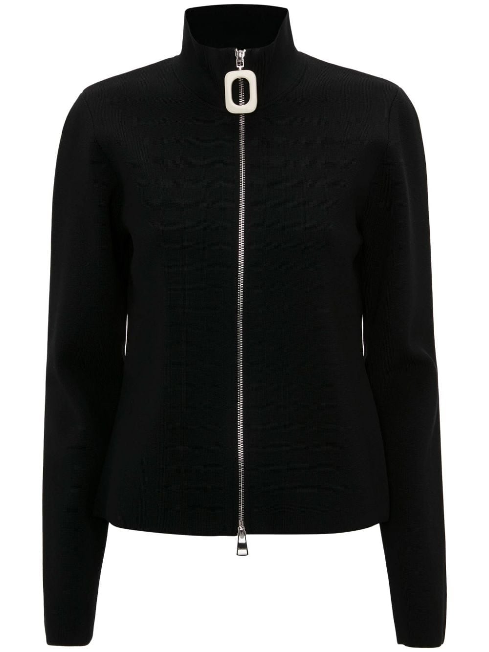 Shop Jw Anderson Zip-up Fine-knit Cardigan In Black