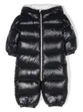 Moncler Enfant logo-patch satin padded snowsuit - Blue