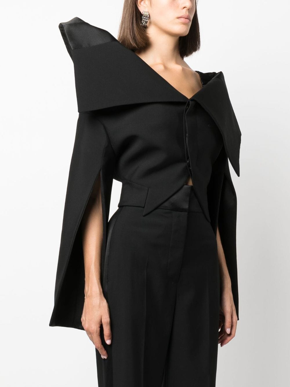Shop Alexander Mcqueen Asymmetric Wool Jacket In Black