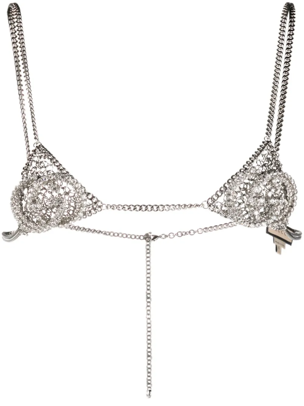 Interlocking G embellished chain bra in silver - Gucci