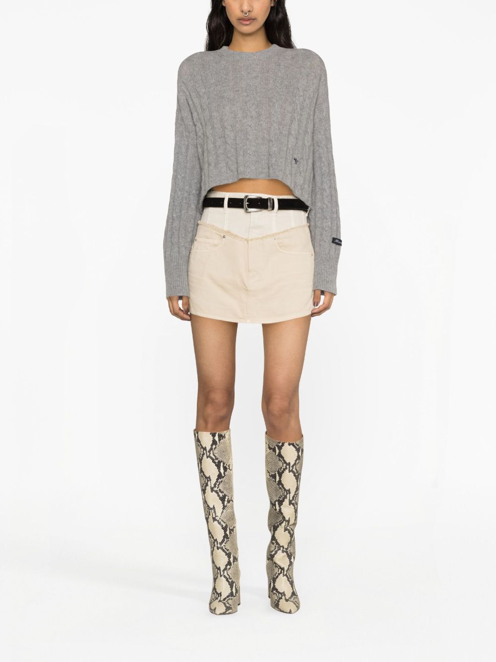 Shop Isabel Marant Two-tone Panelled Denim Miniskirt In Neutrals