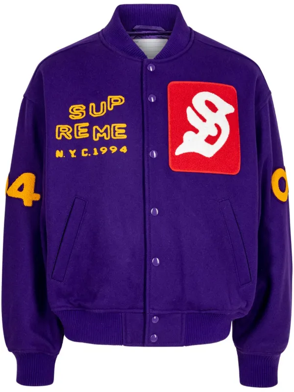 Supreme Tourist Varsity Jacket Purple - Size 8 3/4