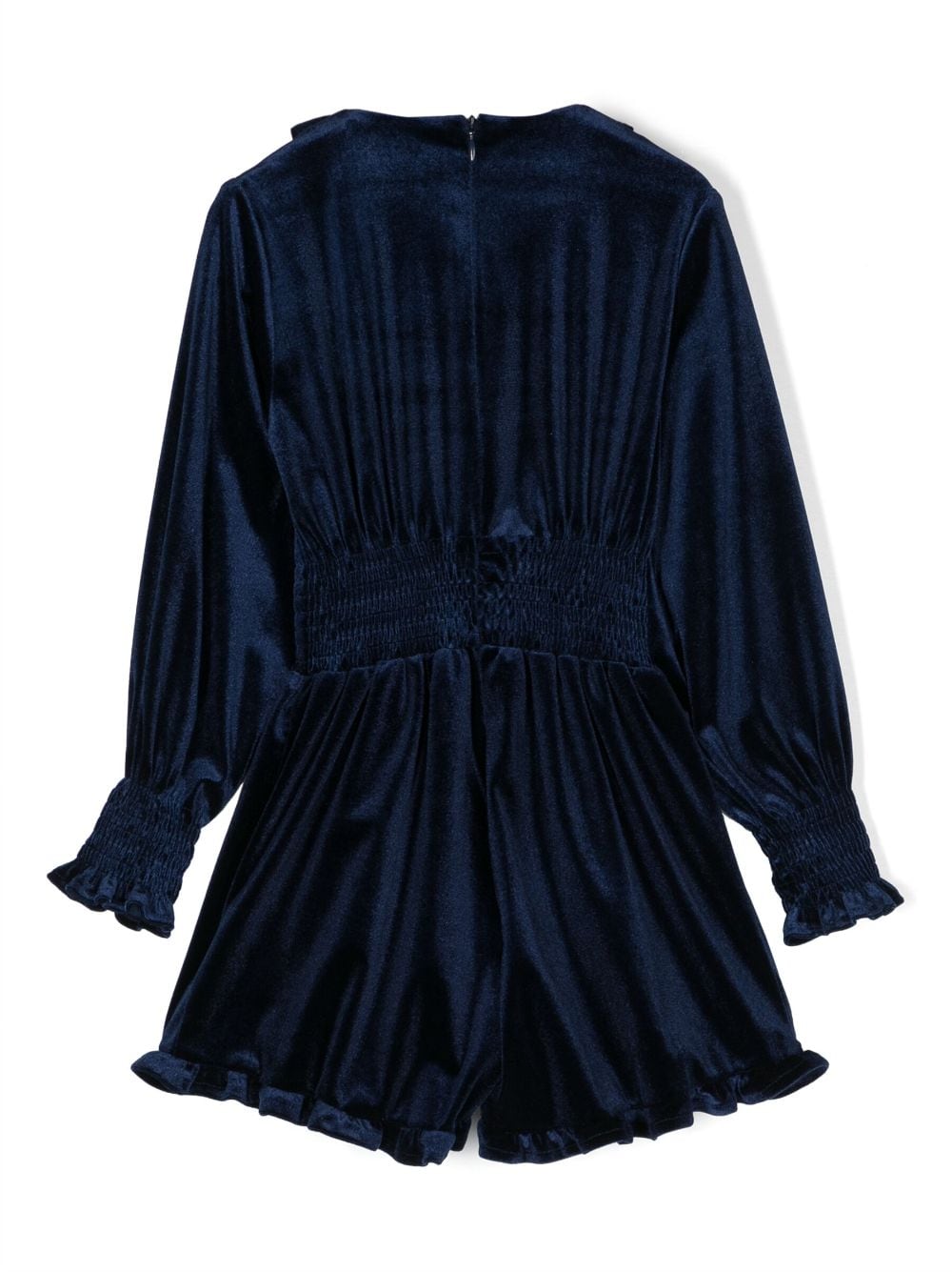 Simonetta velvet-effect long-sleeved playsuit - Blauw