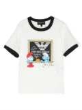 Emporio Armani Kids x Smurfs logo-print cotton T-shirt - White