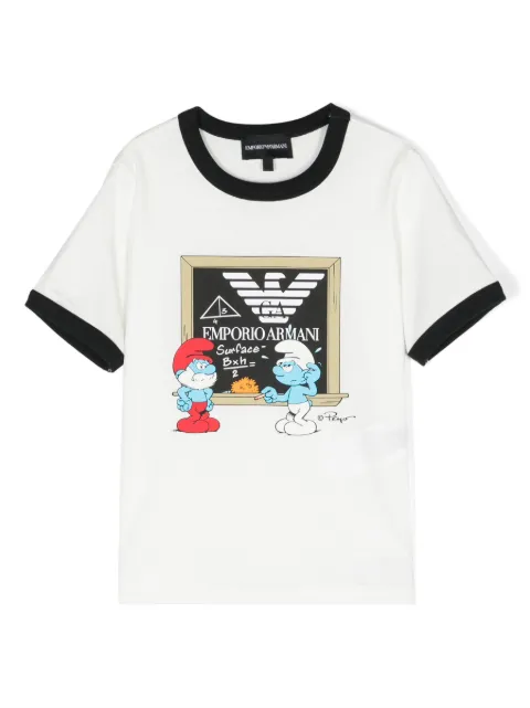 Emporio Armani Kids x Smurfs logo-print cotton T-shirt