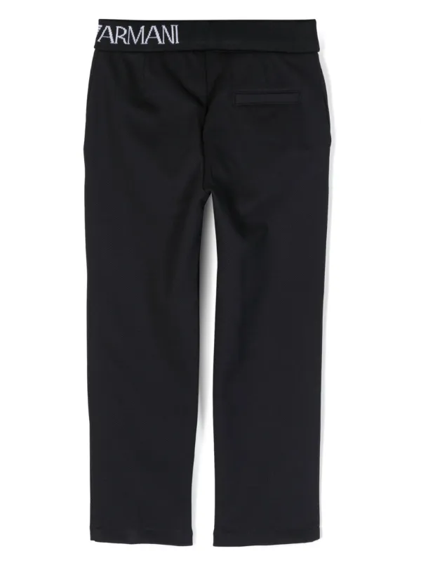 Emporio Armani Kids logo-waistband Twill straight-leg Trousers 