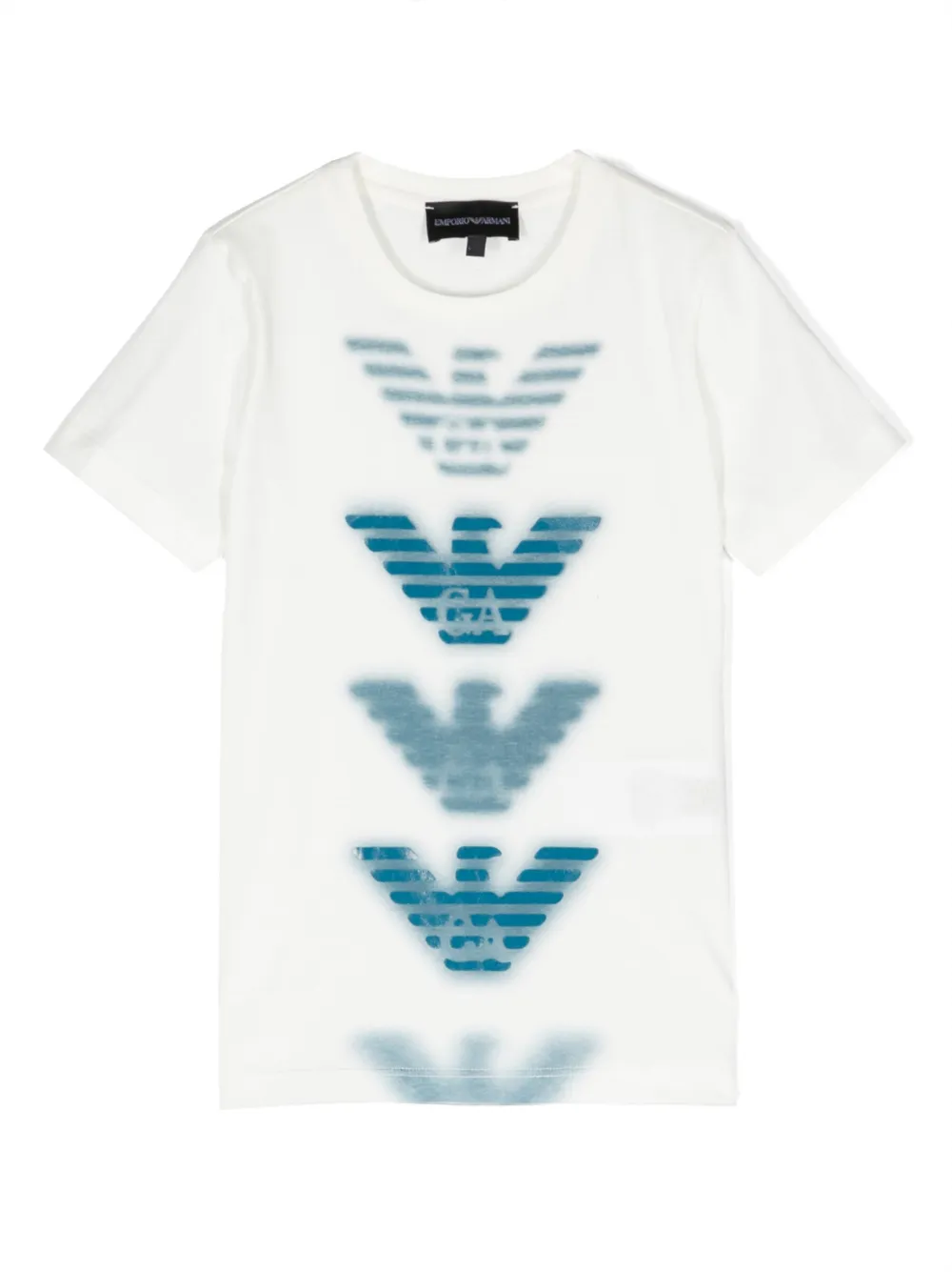 Emporio Armani Kids تيشيرت قطن بطبعة شعار الماركة | أبيض | Image 1