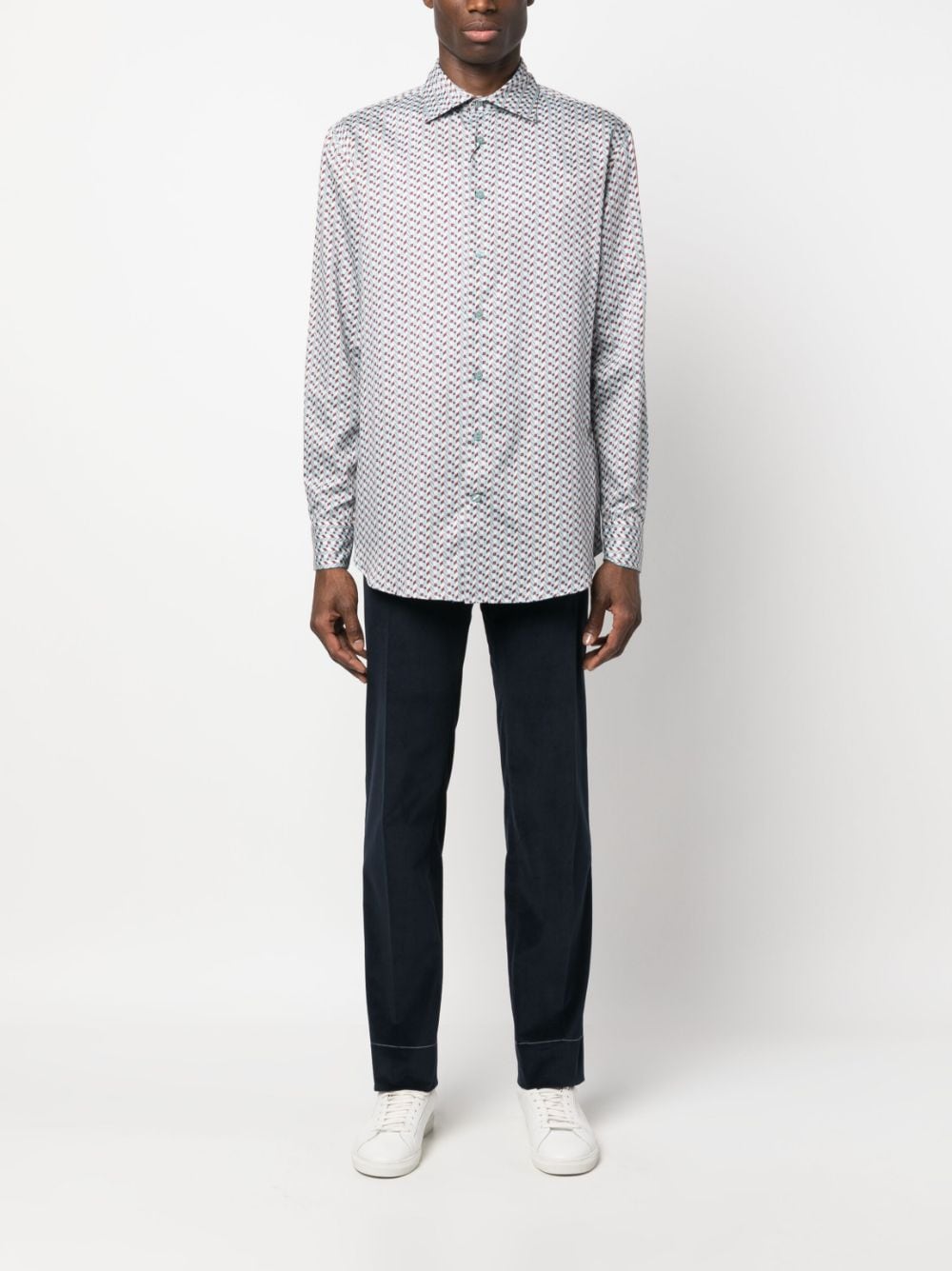 ETRO geometric-pattern long-sleeve shirt - Blauw