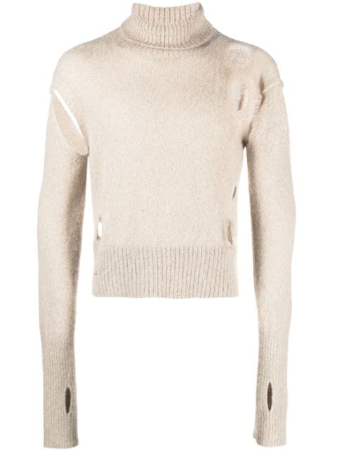 MM6 Maison Margiela distressed-effect high-neck jumper 