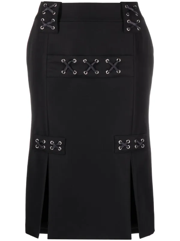 Alessandra Rich Lattice-embellished Midi Skirt in Black