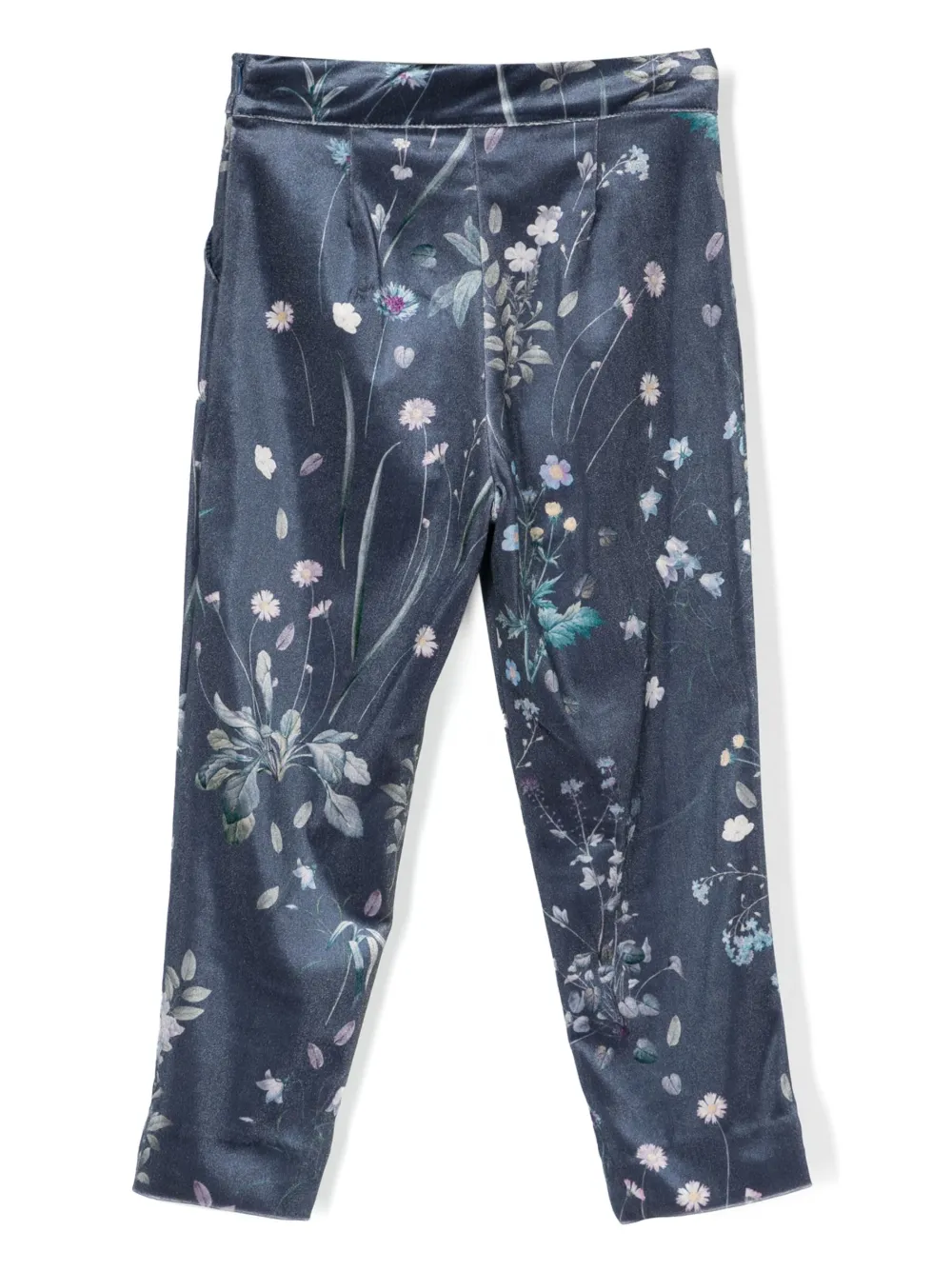 Simonetta satin-finish floral-print trousers - Blauw