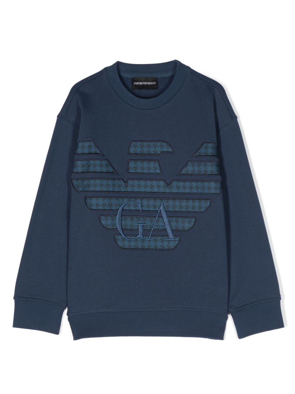 Emporio Armani Kids logo-patch cotton sweatshirt - Blue