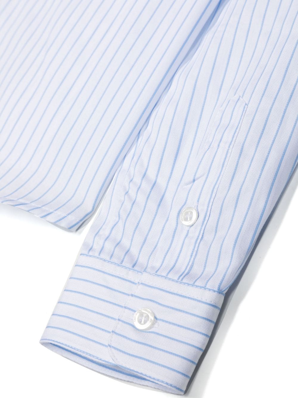 Shop Emporio Armani Striped Cotton Long-sleeve Shirt In Blue