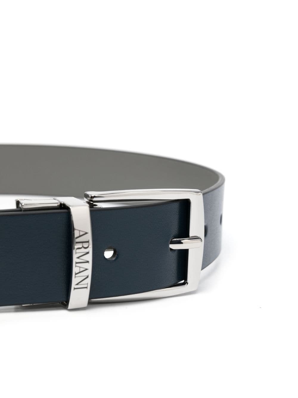 Shop Emporio Armani Logo-engraved Faux-leather Belt In Blue