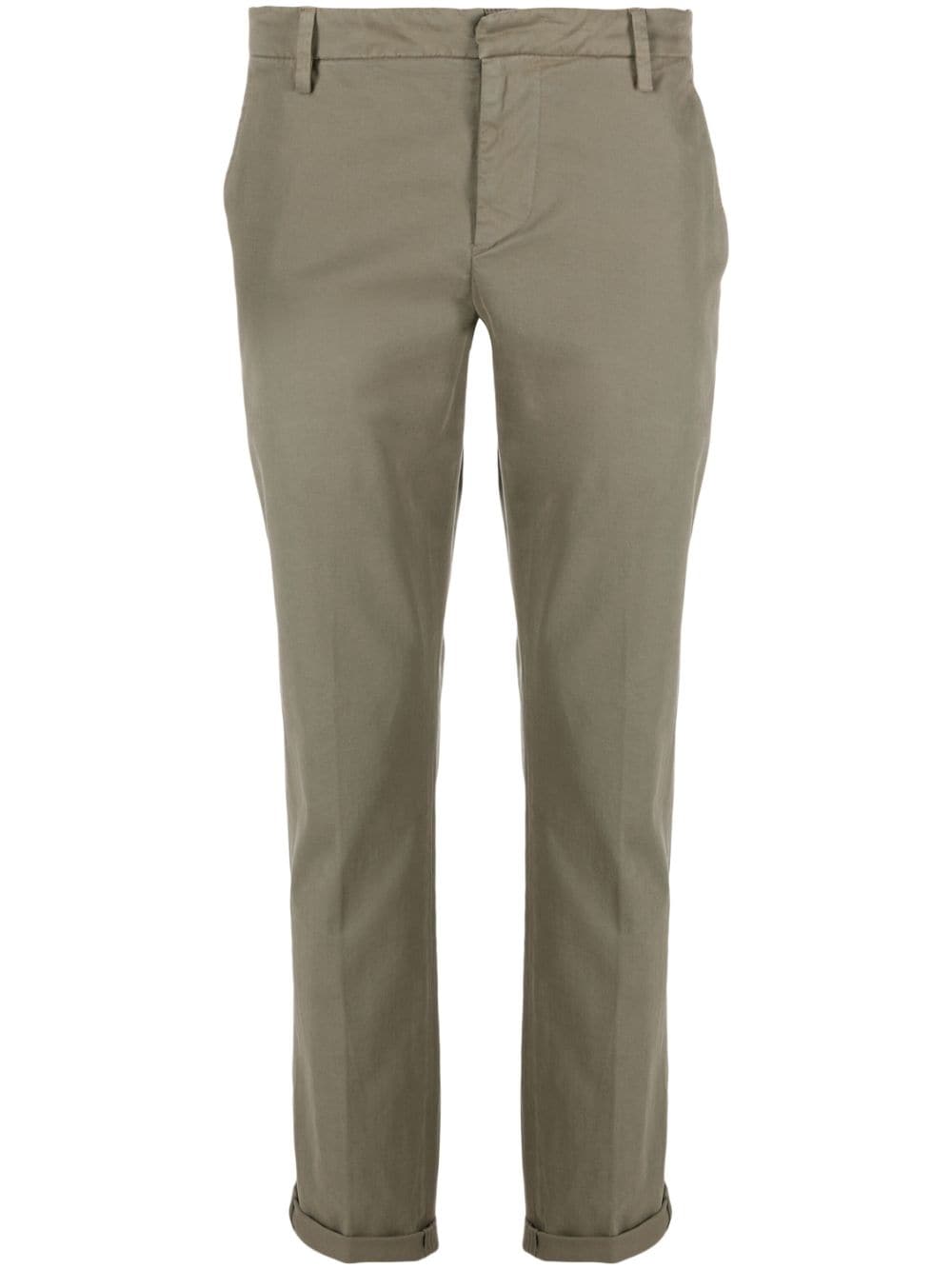 Dondup Tapered-leg Stretch-cotton Trousers In Green