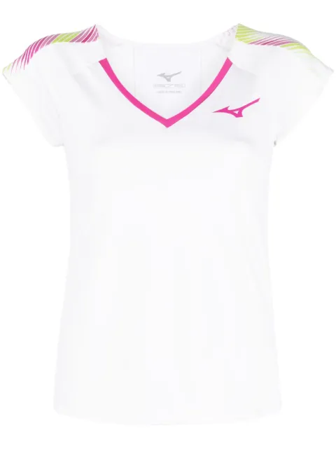 Mizuno logo-print V-neck T-shirt