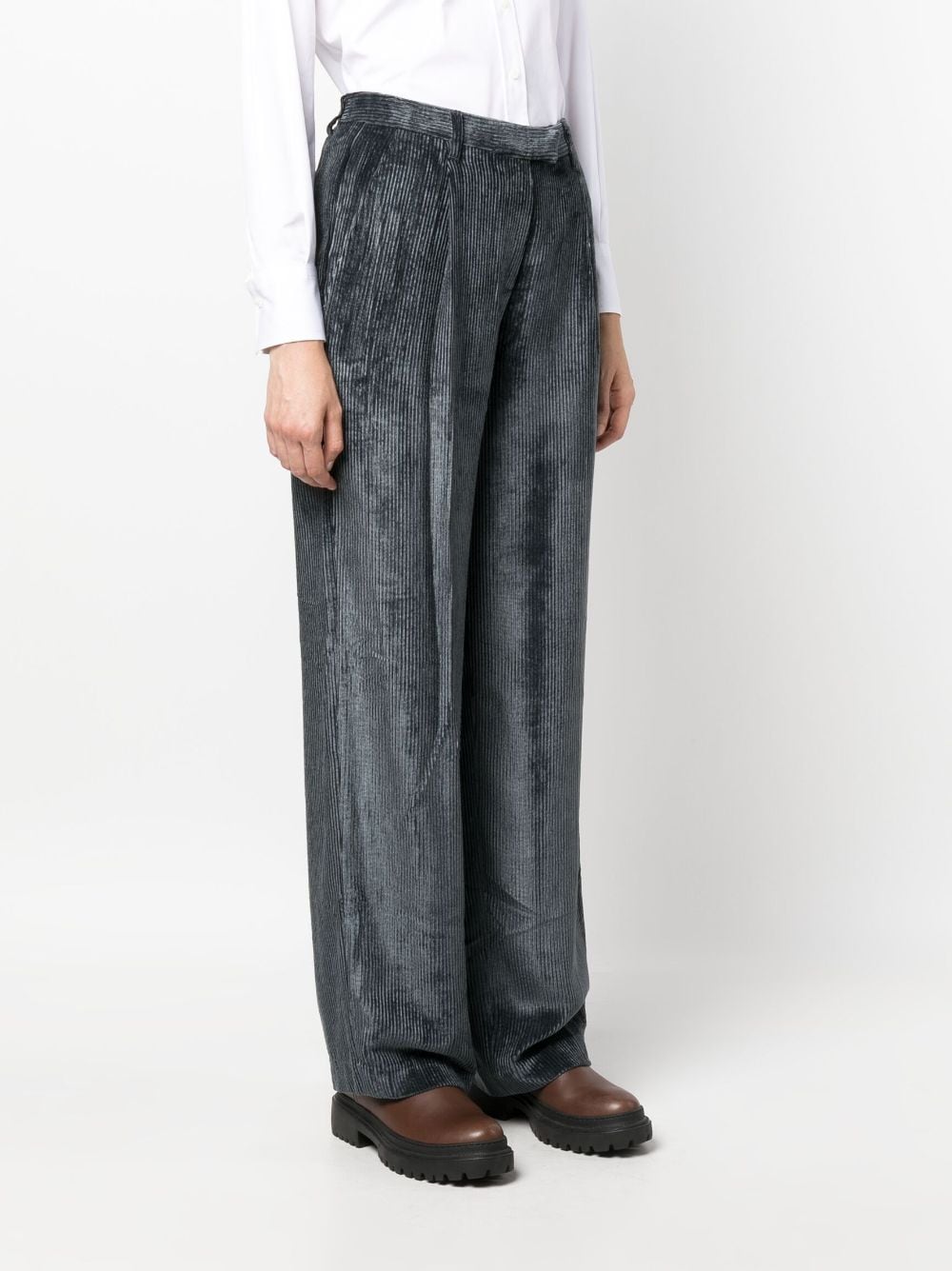 Shop Brunello Cucinelli Corduroy Tapered Trousers In Blue