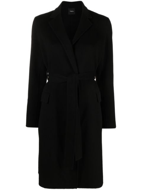 Theory belted-waist wool-cashmere coat 