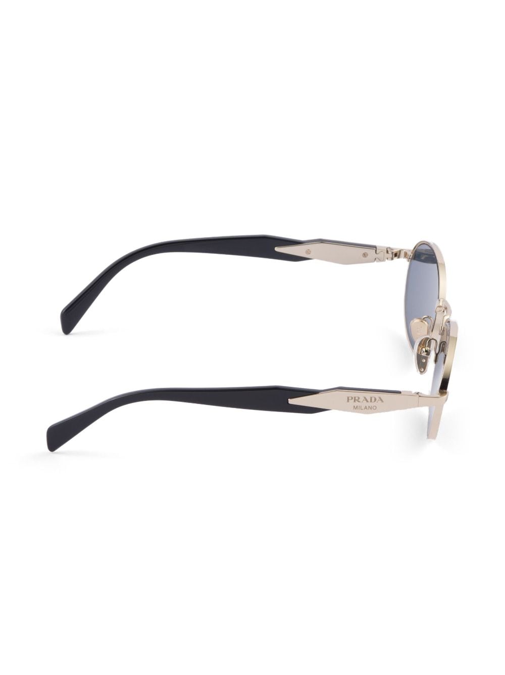 Prada Logo-engraved Oval-frame Tinted Sunglasses In Silver