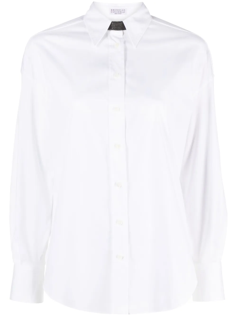 Brunello Cucinelli camisa con botones y detalle de cadena Monili | blanco | Image 1