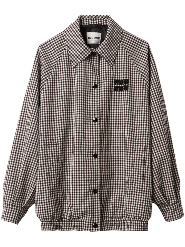 gingham blouson jacket