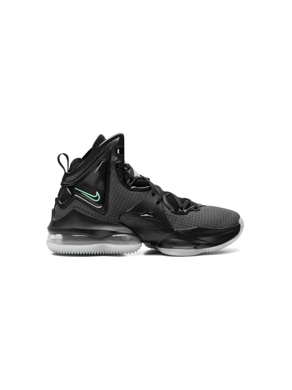 Nike Kids LeBron 19 "Black Green Glow" sneakers - Zwart