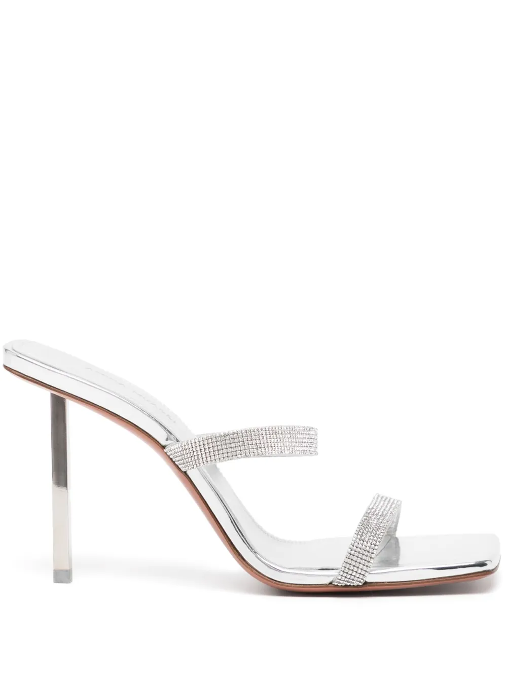 Amina Muaddi Rih Single-string High-heeled Sandals In Silver