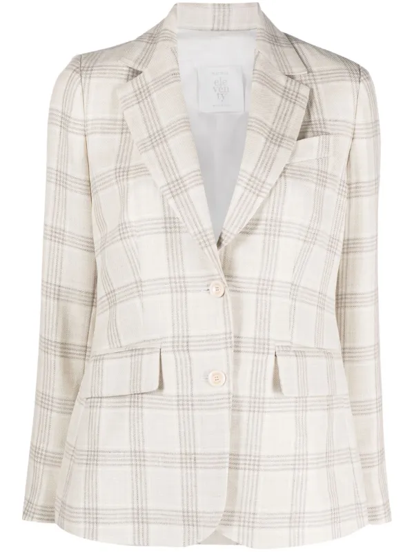 Eleventy Check-print Single-breasted Blazer in Neutrals