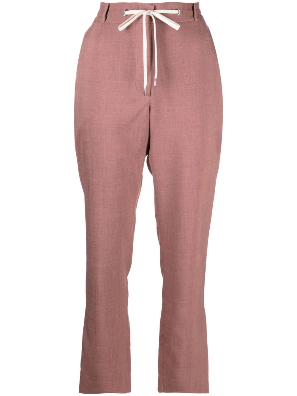 Eleventy Drawstring Chambray Trousers In Pink