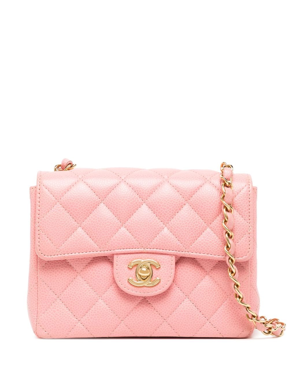 Pre-owned Chanel 2005 Mini Square Classic Flap Shoulder Bag In Pink