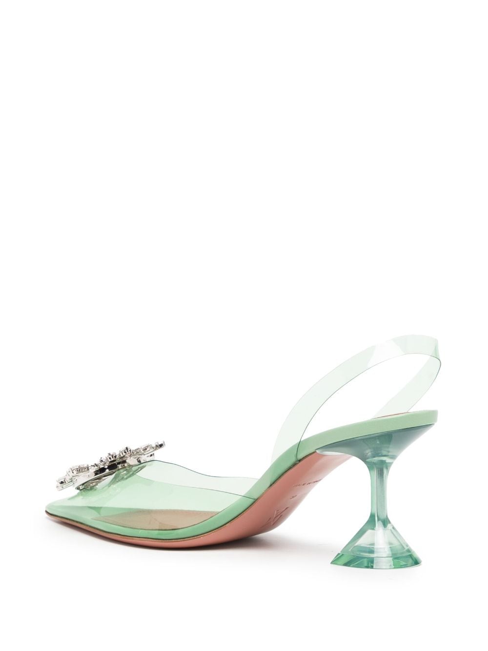 Shop Amina Muaddi Begum 70mm Slingback Pumps In Green