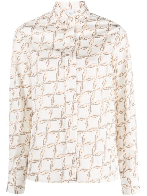 Eleventy geometric-print cotton shirt