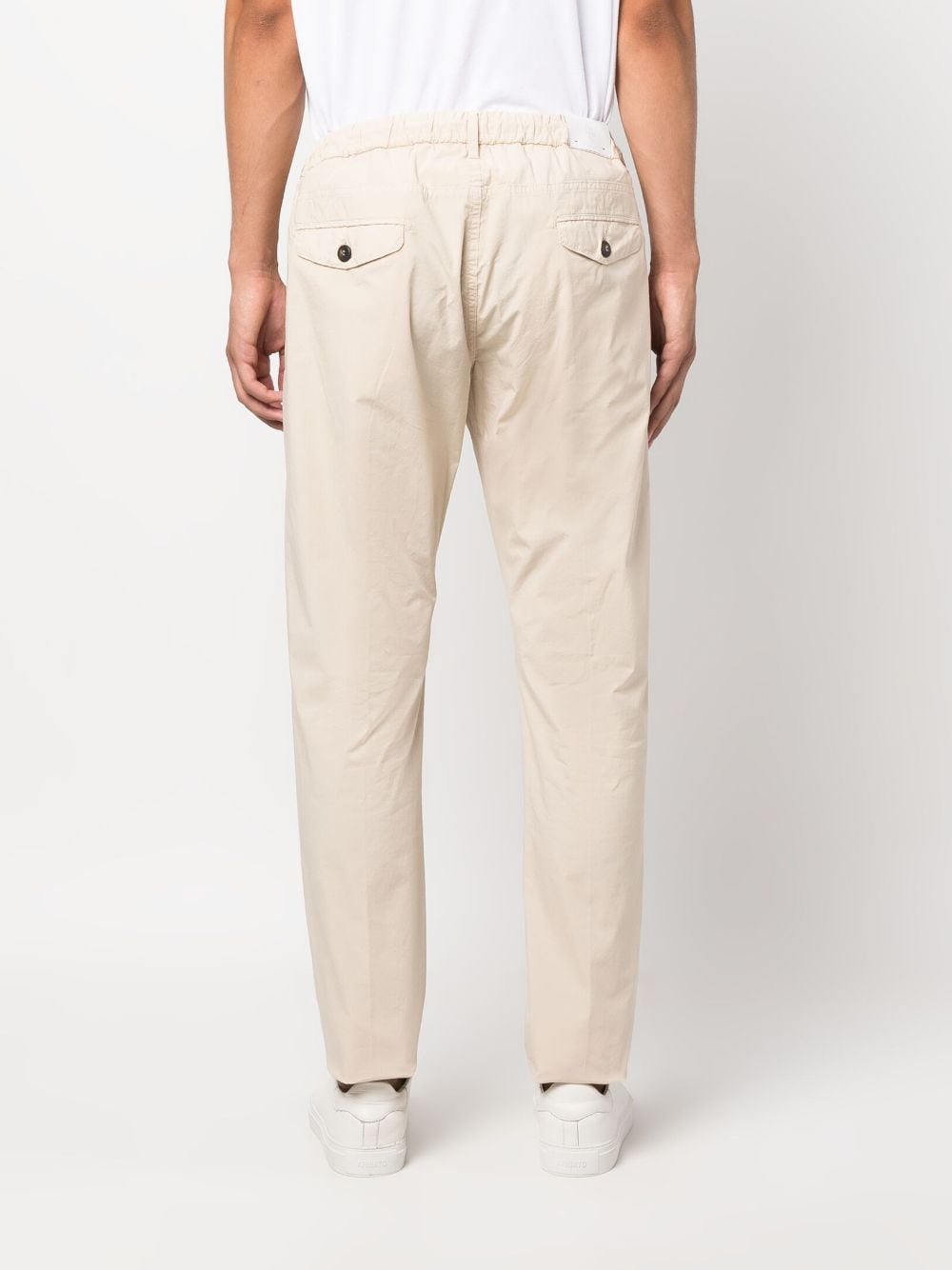 Shop Eleventy Drawstring Chino Trousers In Neutrals