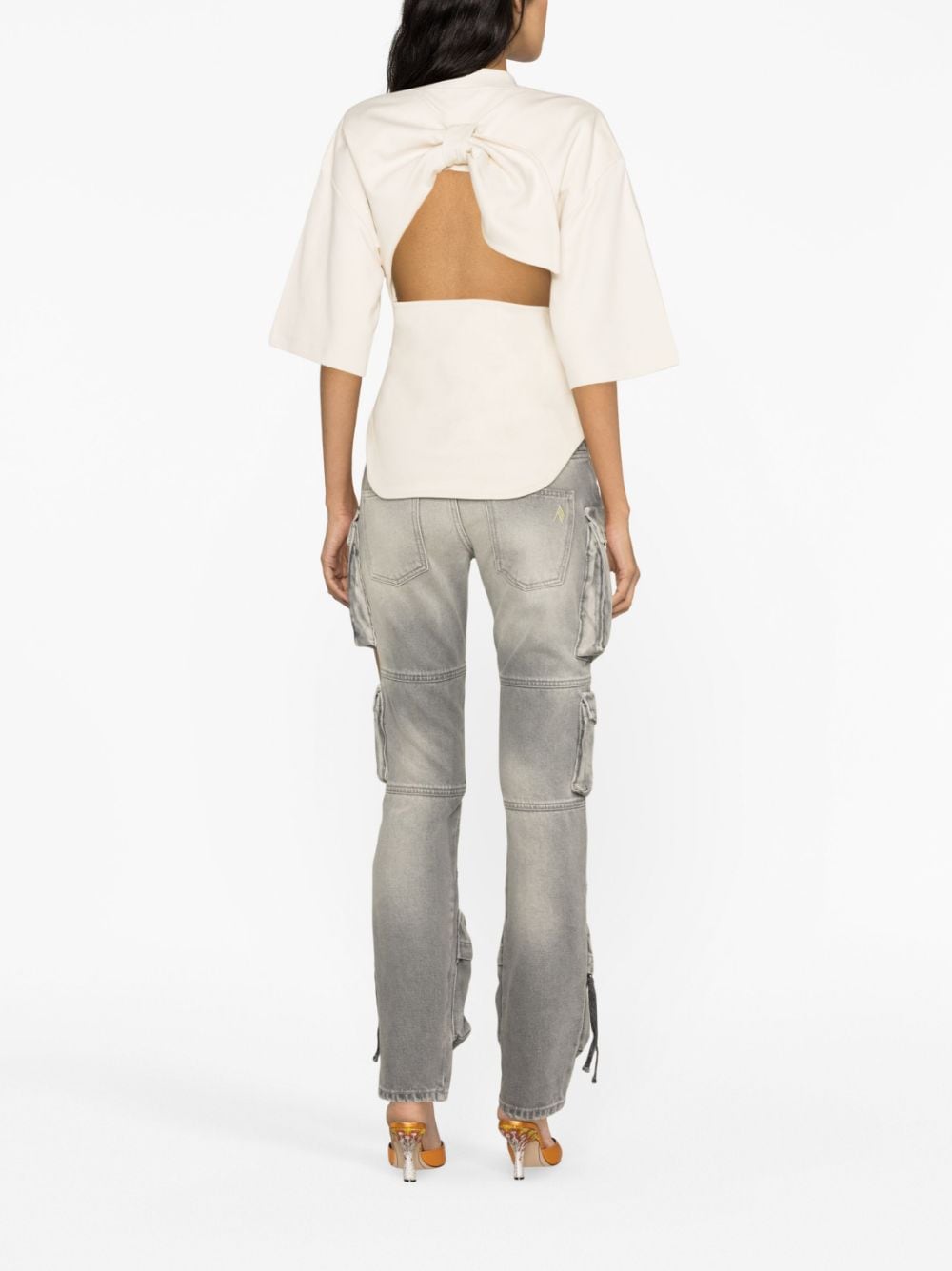 The Attico open-back cotton T-shirt - Beige