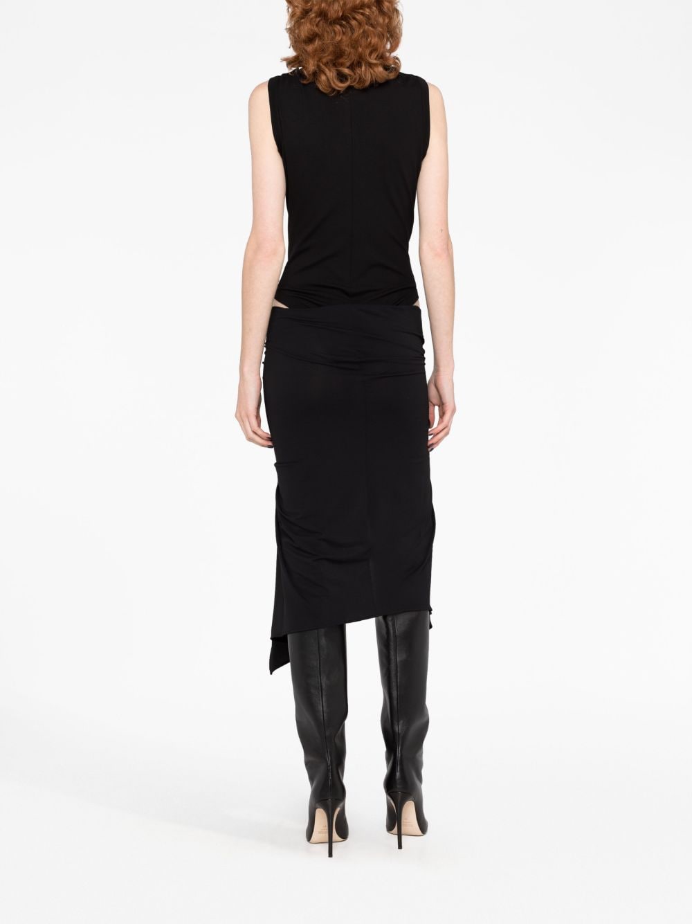 Shop Attico Asymmetric Cut-out Jersey Dress In Black