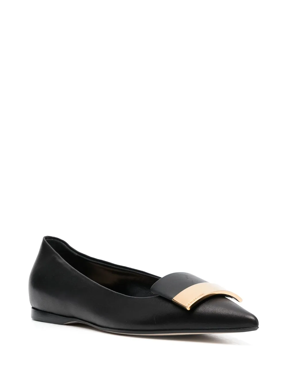 Sergio Rossi logo-plaque pointed-toe ballerina shoes - Zwart