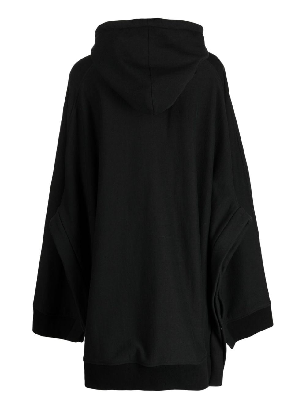 Shop Melitta Baumeister Longline Zip-up Cotton Hoodie In Black