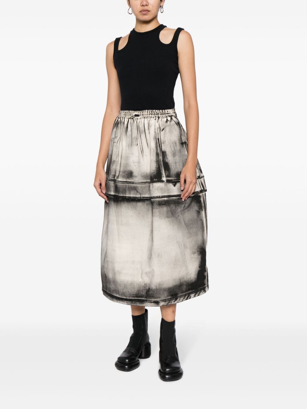 Melitta Baumeister high-waisted drawstring midi skirt - Grijs