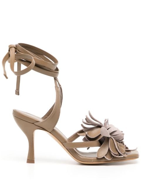 Silvia Tcherassi Tita floral-appliqué leather sandals